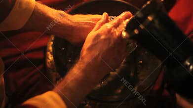 Washing hands from above