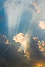 Sun rays in the clouds