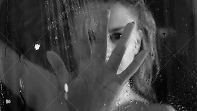 woman blonde taking a shower
