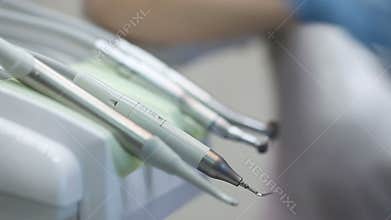 Dental drills and instruments placed