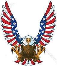 Screaming Eagle with American Flag Wings Vector Clip Art