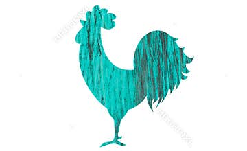 Icon fire rooster, symbol of Chinese new year 2017. Flat design icons and logos. red on white. old turquoise wooden