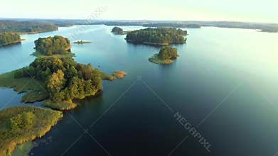 Aerial view of old castle on island