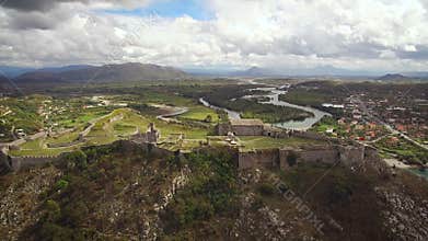 Aerial view of Rozafa castle in Albania