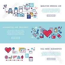 Healthcare, medical services vector banners set