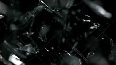 Falling Shreds Glass with Slow Motion