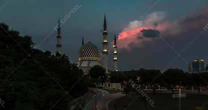 Spectacular Sunset at the Shah Alam Mosque, Malaysia
