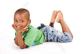 Adorable 3 year old black or African American boy