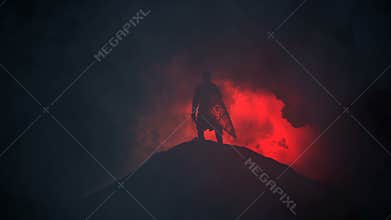 King Richard Lionheart standing under a storm
