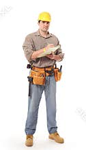 Full length construction worker