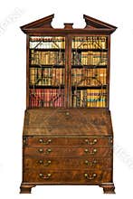 Old traditional European bookcase bureau secretaire