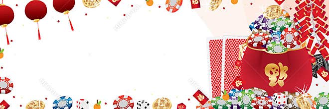 Chinese New Year casino Fu bag banner