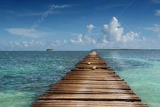Wooden pier in tropical sea