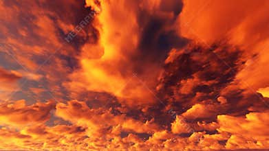 Red cloudy sky. Apocalyptic sky time lapse.