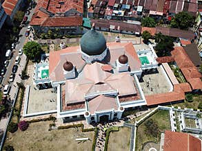 Aerial view top down view architecture Masjid Kapitan Keling.