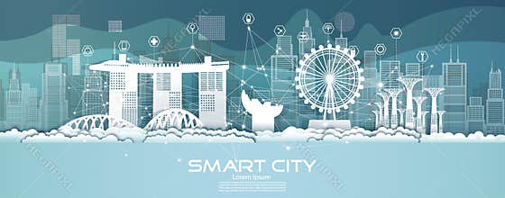 Technology wireless network communication smart city with architecture in singapore