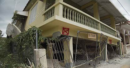 Earthquake damage of collapsed house in Guanica Puerto Rico following a series of aftershocks