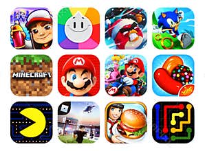 Icons collection of the popular mobile video games