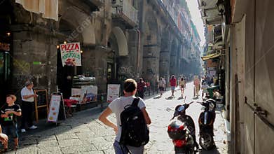 Tourists walking in Naples ITALY