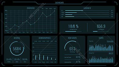 Blueintelligent head-up display dashboard for business, games, web and app