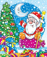 Santa with New Year's gifts.