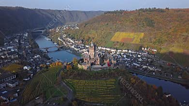 Flight around Cochem castle, Germany
