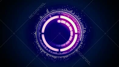 Abstract futuristic motion graphic glowing round clockwork mechanism assemble