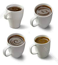 White mugs with drink isolated on a white