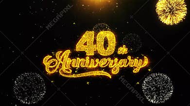 40th Happy Anniversary Wishes Greetings card, Invitation, Celebration Firework Looped