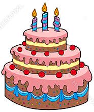 Big cartoon birthday cake