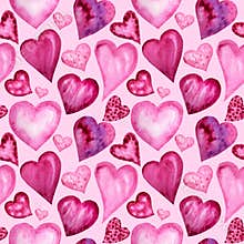 Seamless pattern Watercolor heart, love Greeting card concept. Balloons texture for scrapbooking. Wedding, Valentine`s