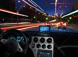 Gps satellite navigator in car