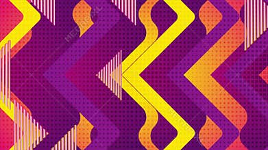 Retro geometric abstract orange violet motion background