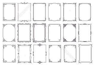 Vintage ornament frame. Decorative border frames, retro style divider. Elegant vintage frame and wedding ornaments