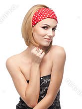 Young woman with red headband