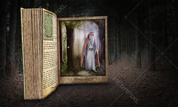 Fantasy Surreal Medieval Wizard, Book