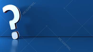 Question mark in motion. Blue room. Conceptual video.