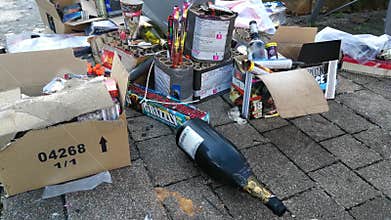Used Firework after new year celebrations