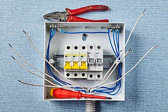 Installing of electric panel with automatic fuses