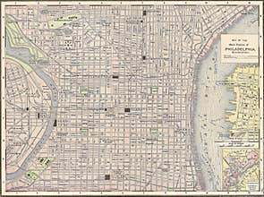 Vintage 1891 map of the city of Philadelphia