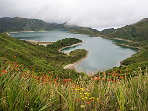 Lagoa do Fogo Lake of Fire, Sao Migel, Azores Islands