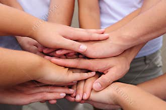 Teamwork hands together