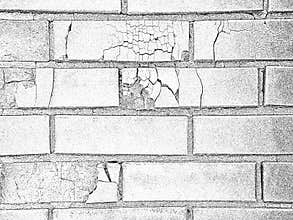 Distress old brick wall texture. Black and white grunge background