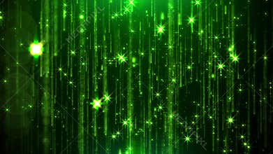 Abstract Background Motion Emerald Green Light Glamorous Shining Particles Rain And Stars Seamless Loop