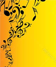Music notes on yellow background