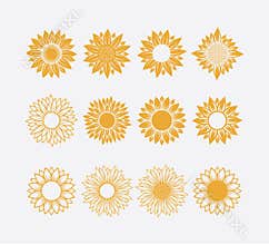 set of sun symbol or sunflower vector logo design concept isolated on white background