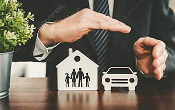 Concept of life, home and auto insurance