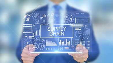 Supply Chain, Businessman with Hologram Concept