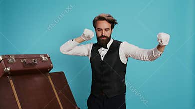 Doorman dancing and having fun