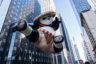 Annual Macy\'s Thanksgiving Parade on 6th Avenue. Kung Fu Panda Balloon